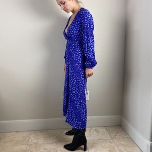 H&M Cornflower Blue Long Sleeve Maxi Wrap Dress